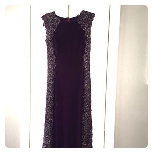 Deep purple long dress (with lace accents )
