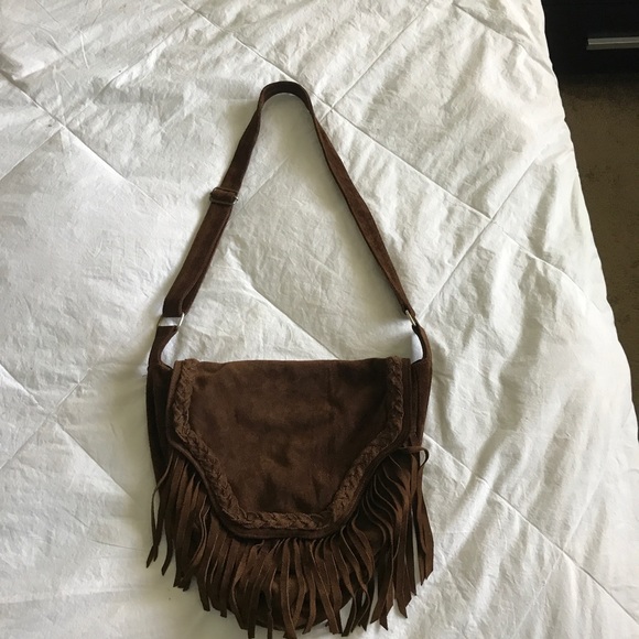 Steve Madden Handbags - Brown Suede Steve Madden cross body fringe bag