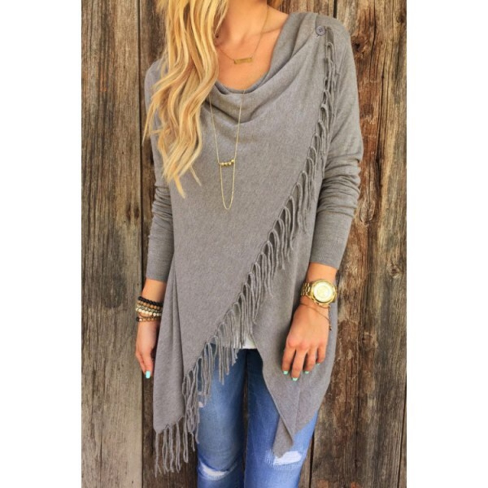 WHOLESALE Fringed Asymmetrical Fall Top