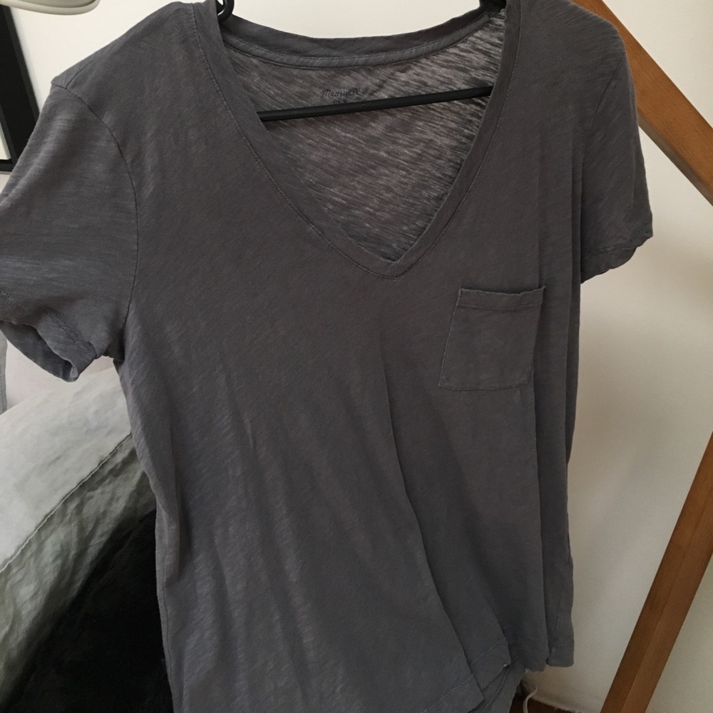 Madewell gray v neck cotton tee