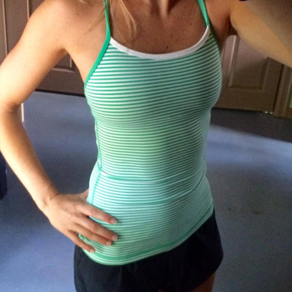 Lululemon Power Y Striped Green/White Tank