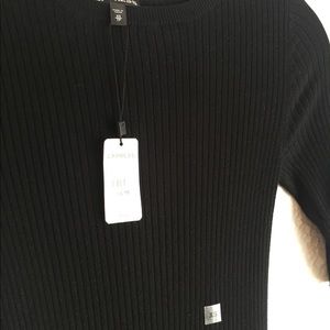 Black Ribbed High Neck Top