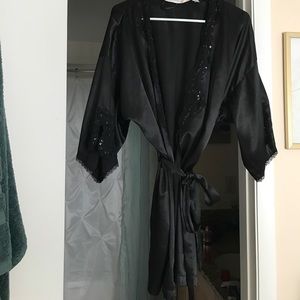 Victoria secret Black silk robe