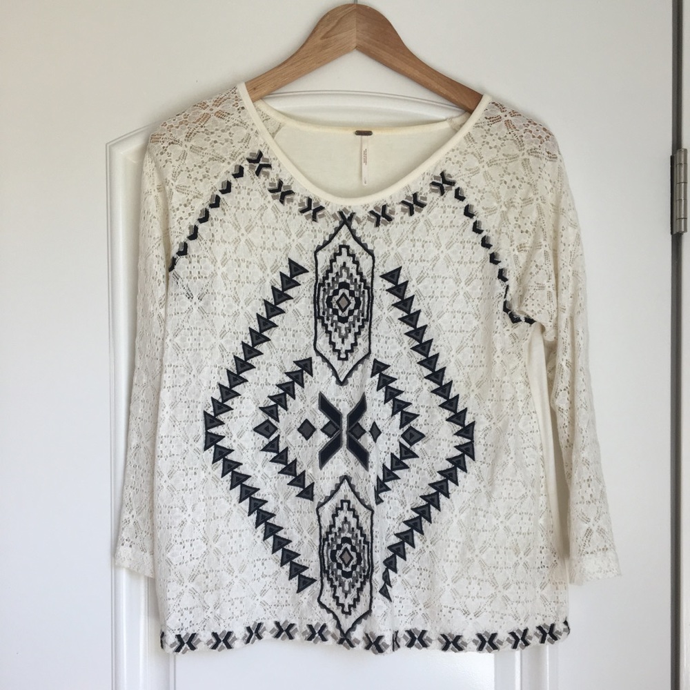Embroidered Free People Top