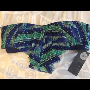 Mosaic Lace Drape Bikini Top Bandeau