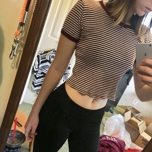 Maroon and white striped crop top
