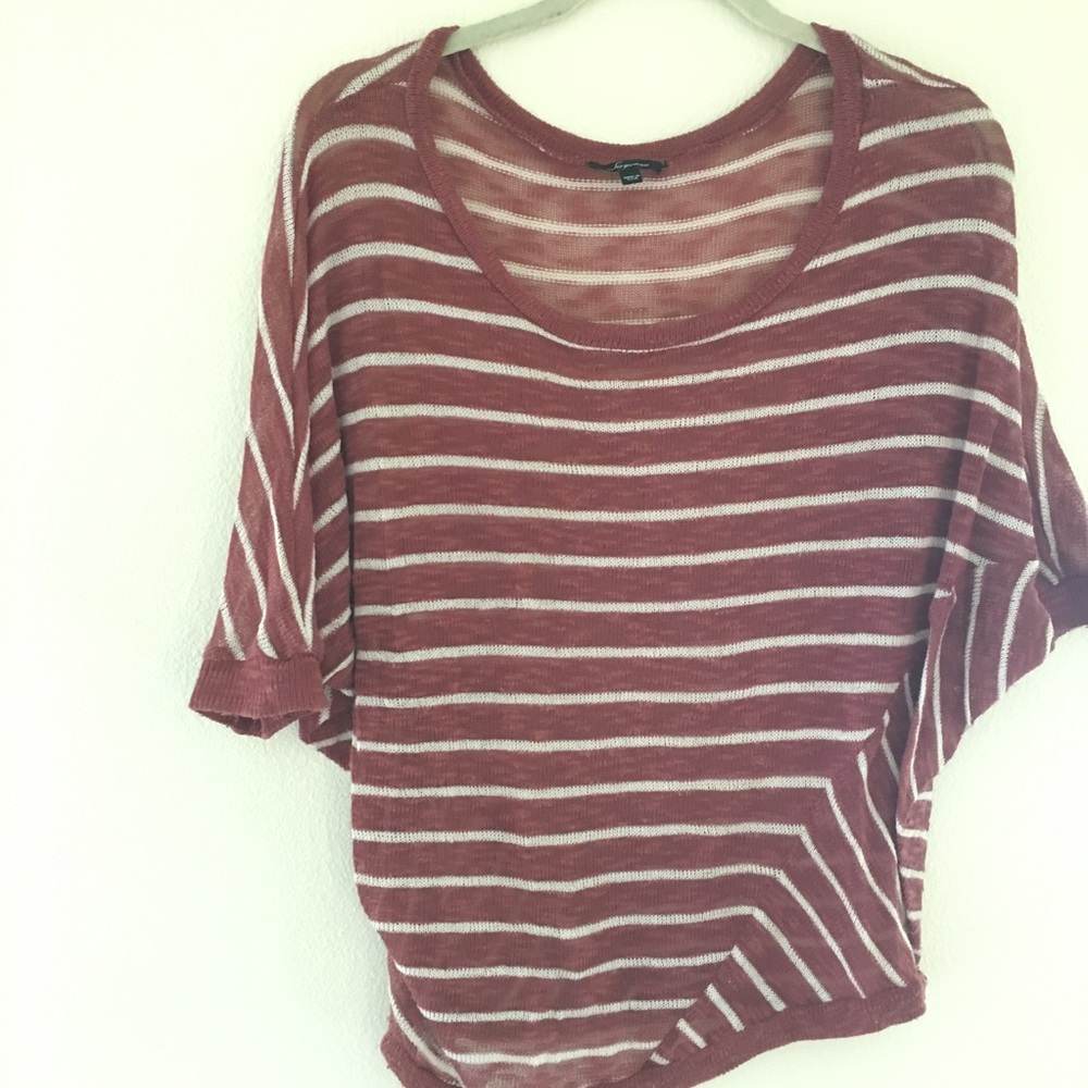 Rust Striped Short Sleeve Sweater