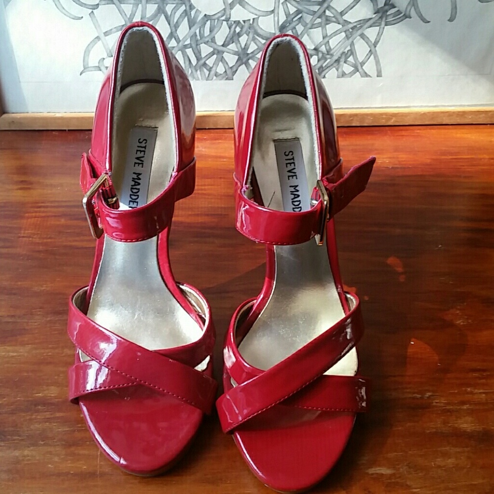 Steve Madded Red Strapy Pumps