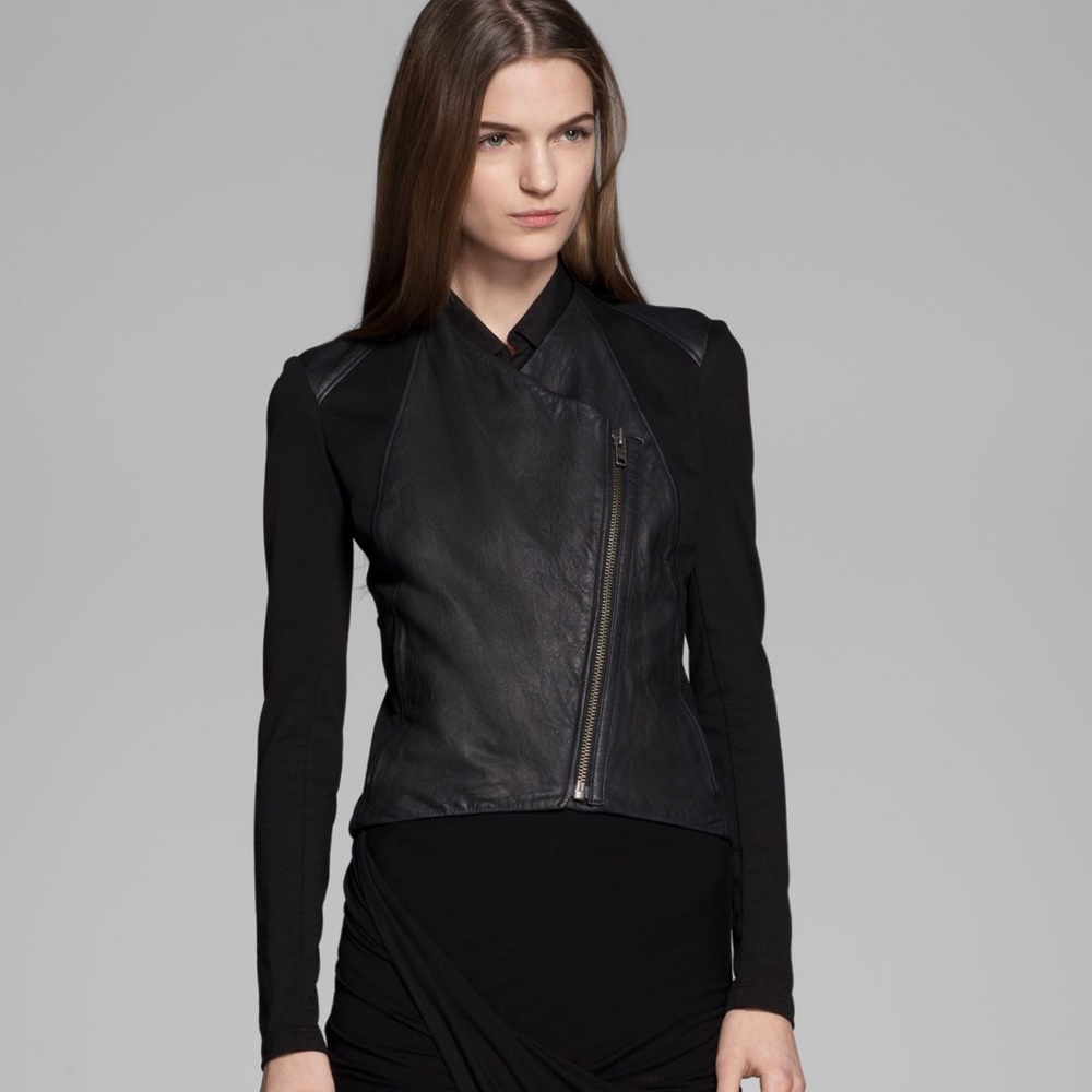 Helmut Lang Leather Geometric Paneled Jacket