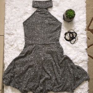Mini Dress Grey Color with Choker