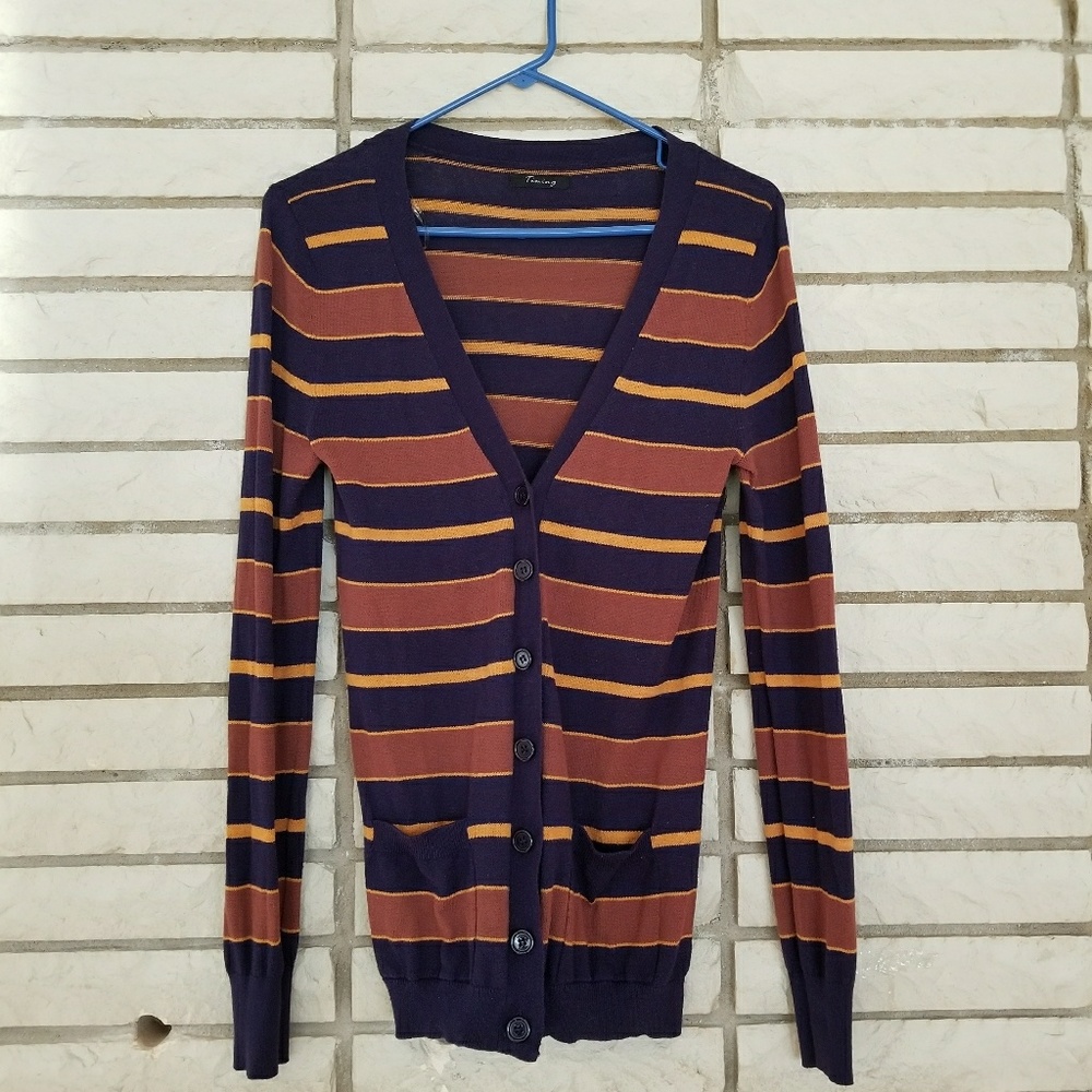 L blue orange and yellow cardigan