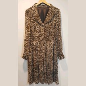 Tahari Leopards Animal Print Long Sleeve Dress