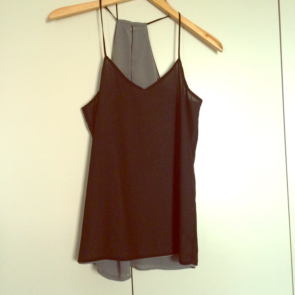 Reversible black/grey cami tank with keyhole back