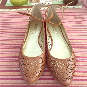 Tan Ankle Strap BCBG Flats