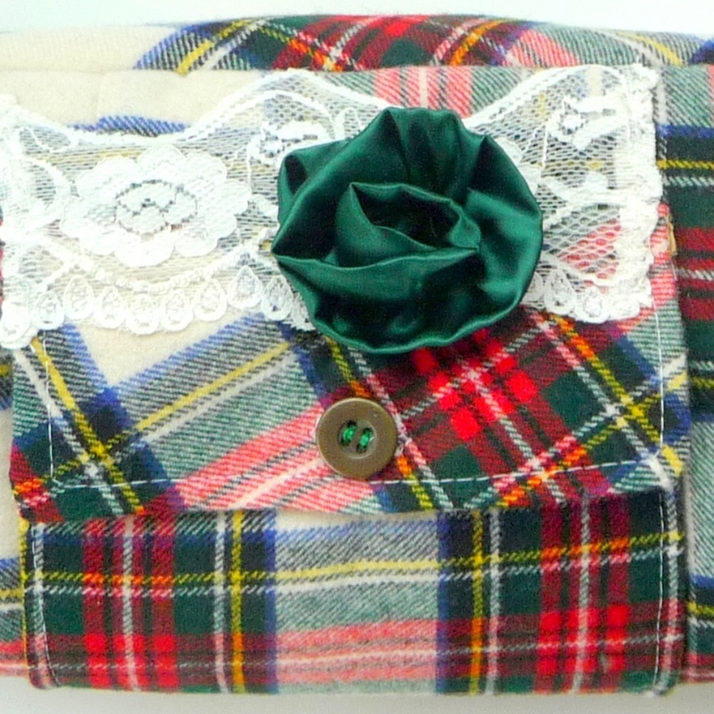 Handwarmer Bridal Scotland Tartan Red Kilt Wool Plaid Fabric Wristlet Outlander - Picture 5 of 5