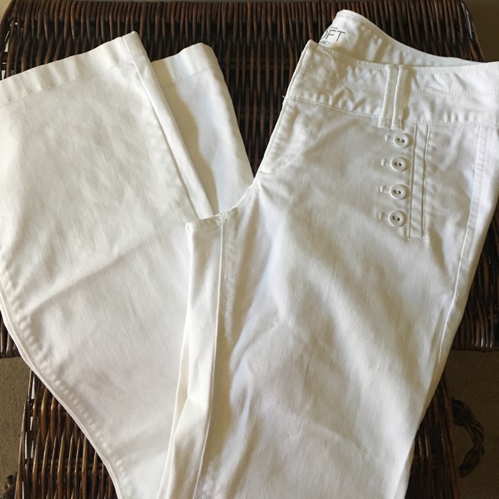 White Ann Taylor denim boot cut pants