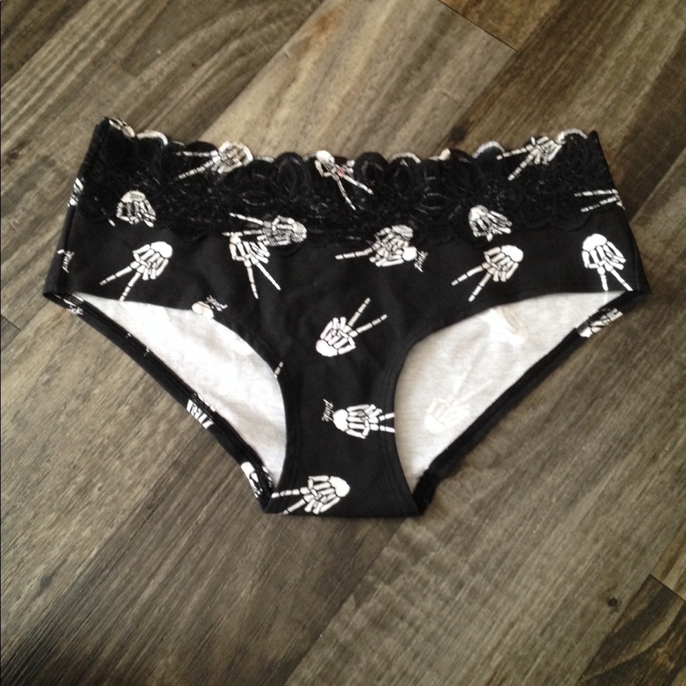 Women's PINK skeleton hand underwear M