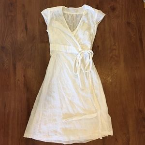 Bananna Republic White cotton wrap dress