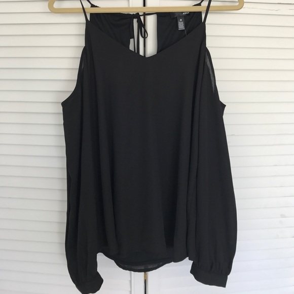 Black Cold Shoulder Long Sleeve Top - Picture 1 of 3
