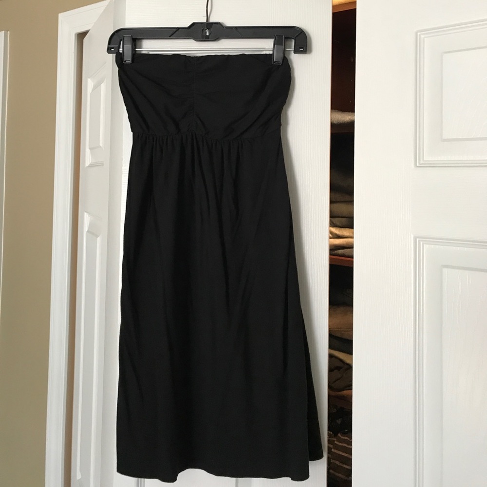 Express cotton black strapless dress