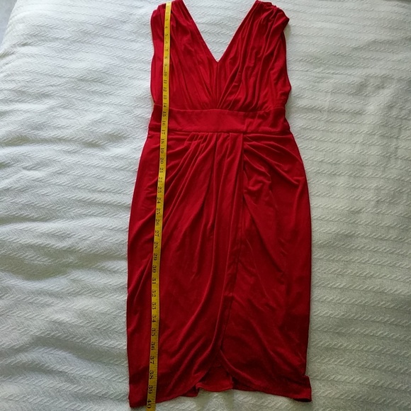 Suzi Chin Maggy Boutique Cherry Red V-neck Dress, Size 6 - Picture 4 of 8