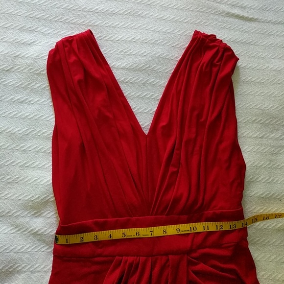 Suzi Chin Maggy Boutique Cherry Red V-neck Dress, Size 6 - Picture 5 of 8