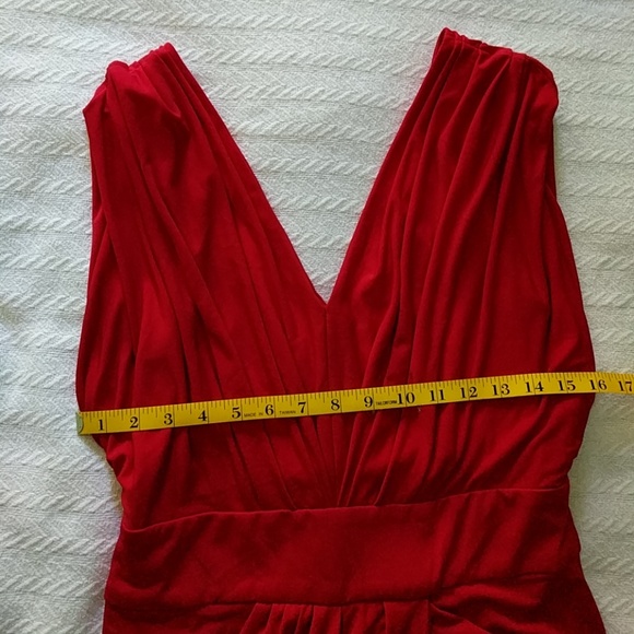 Suzi Chin Maggy Boutique Cherry Red V-neck Dress, Size 6 - Picture 6 of 8