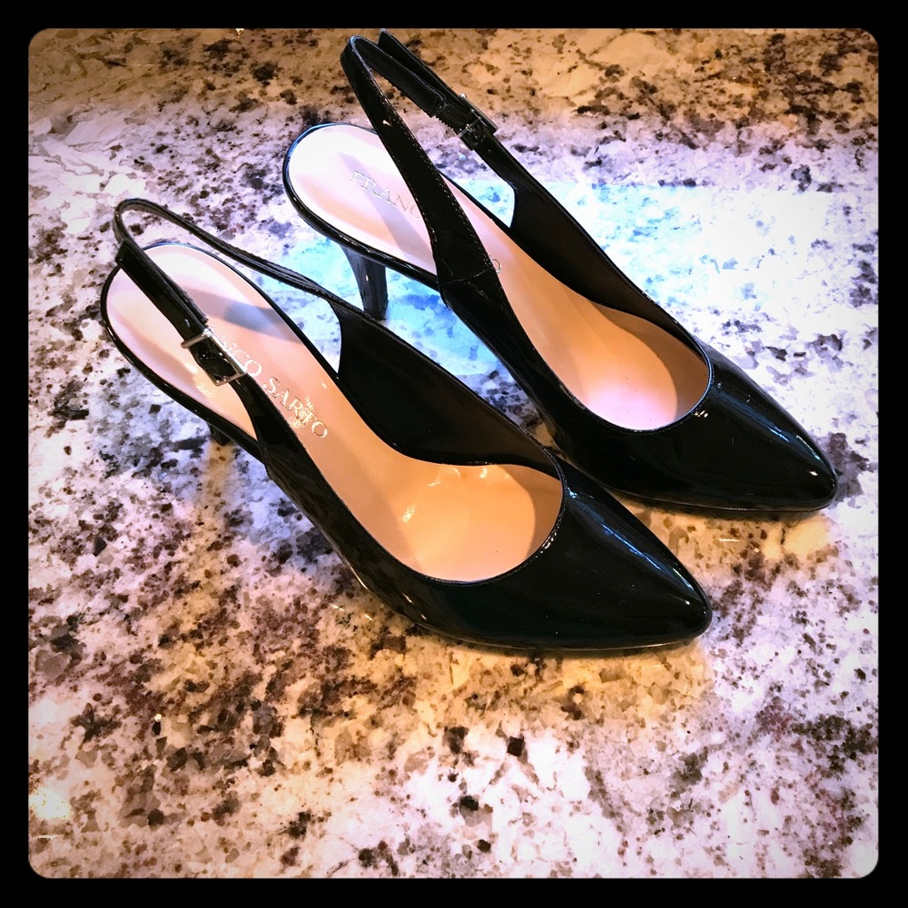Black sling back heels