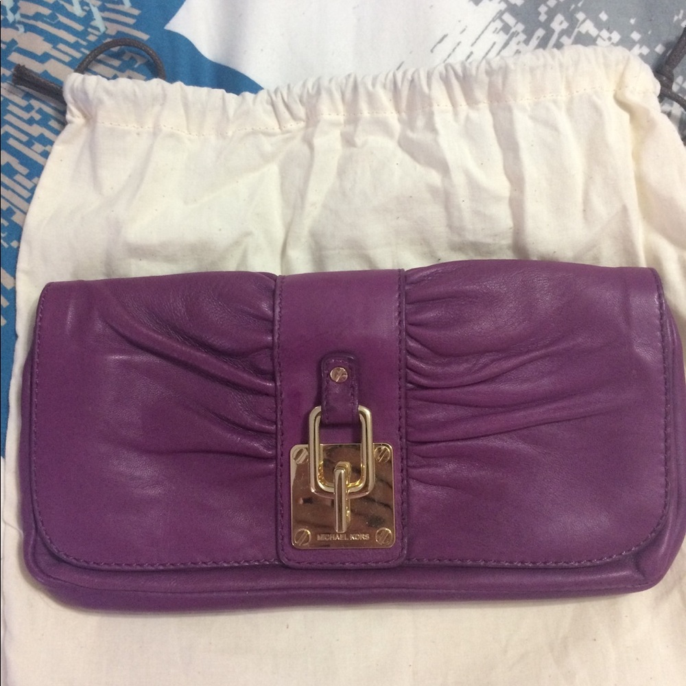 Michael Kors Purple Leather Clutch