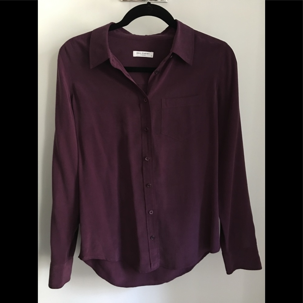 Equipment Silk Crepe Blouse, Plum, Size S