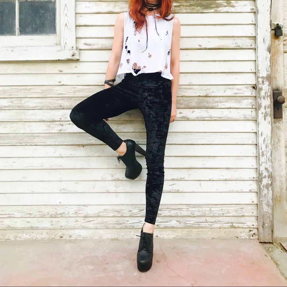 💕CRUSHED VELVET 💕 High Rise Leggings