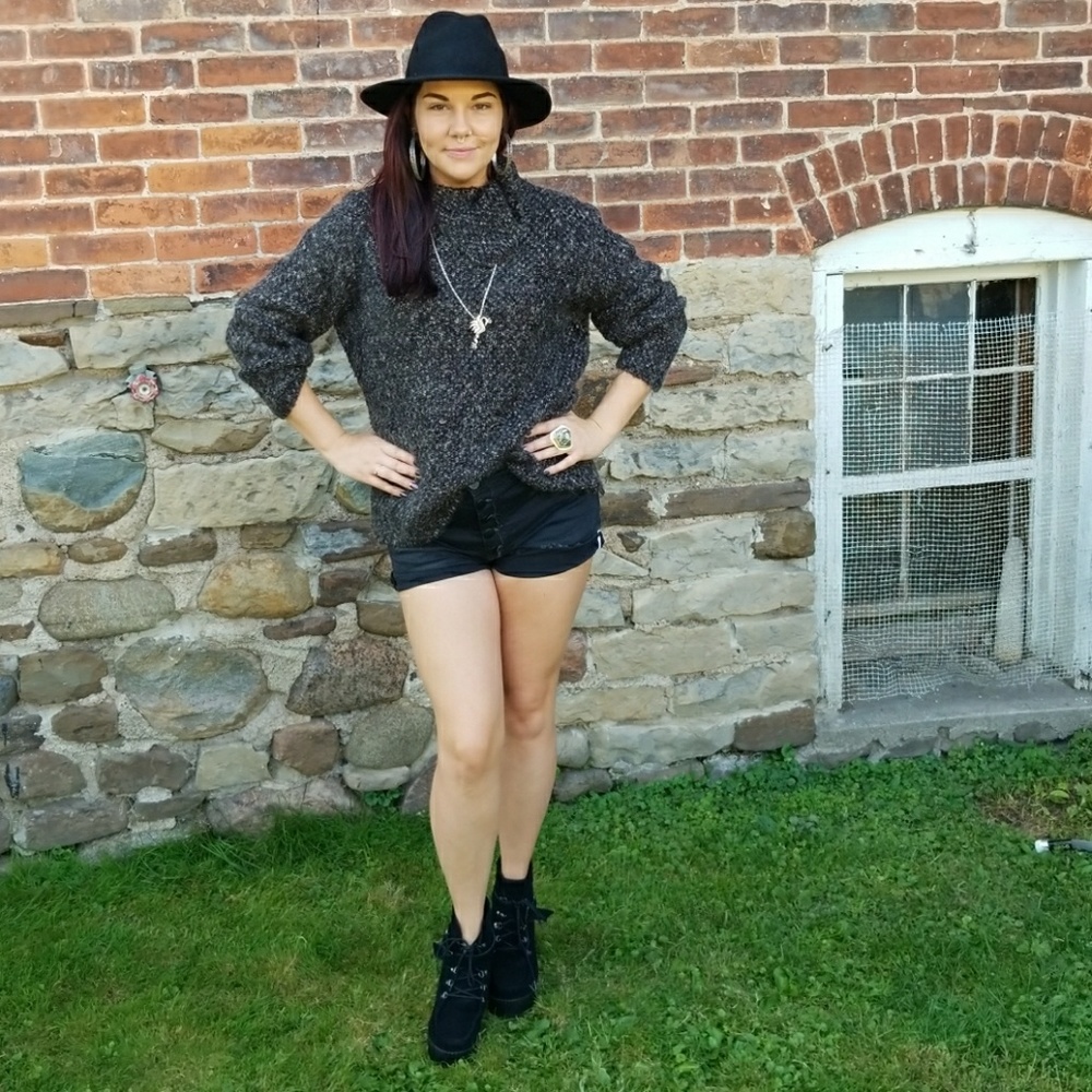 Grey Sweater with Cowel Neck