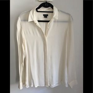 Theory Silk Blouse (Cream Color, Size S)