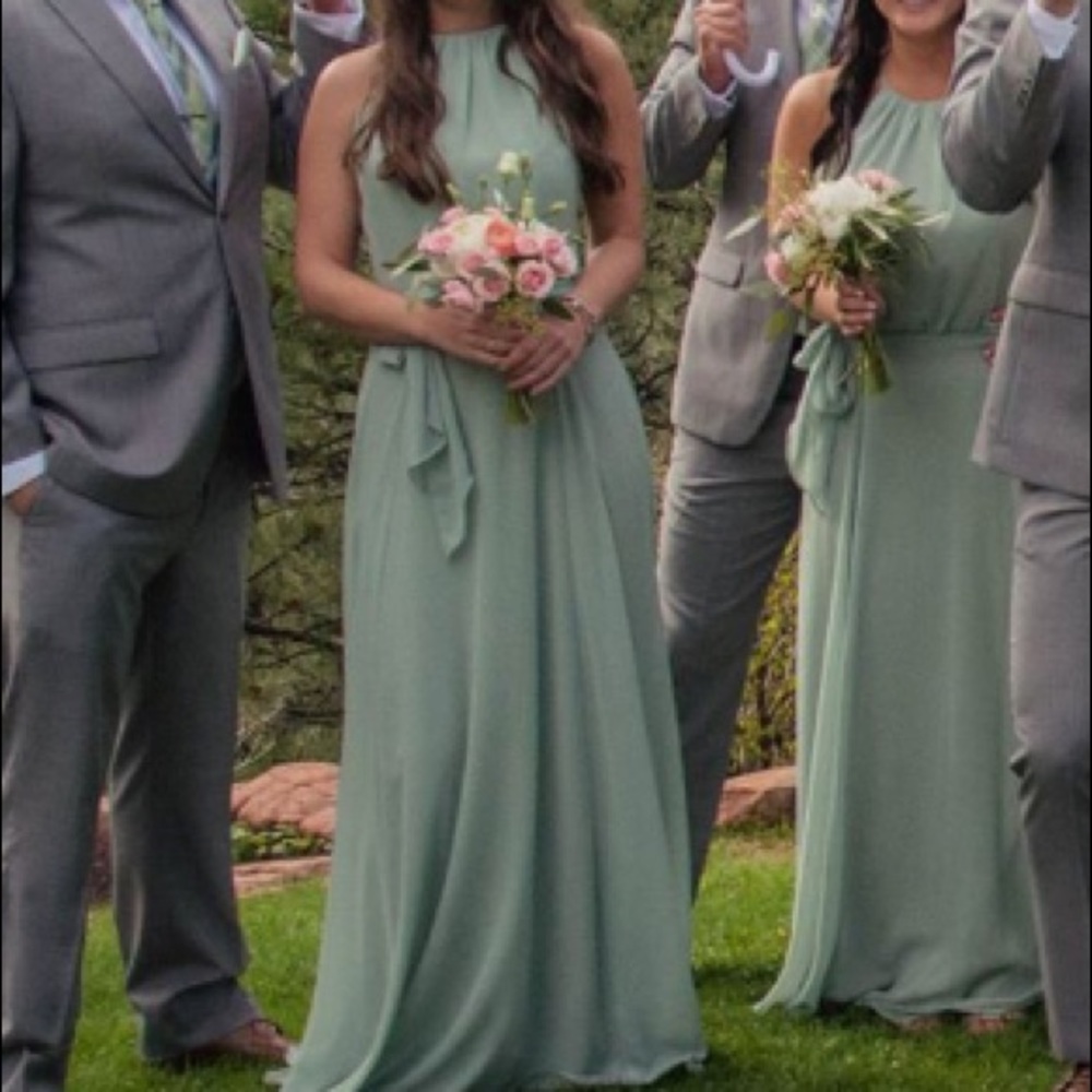 Amsale Bridesmaid Dress (G893F) Delaney - Sage