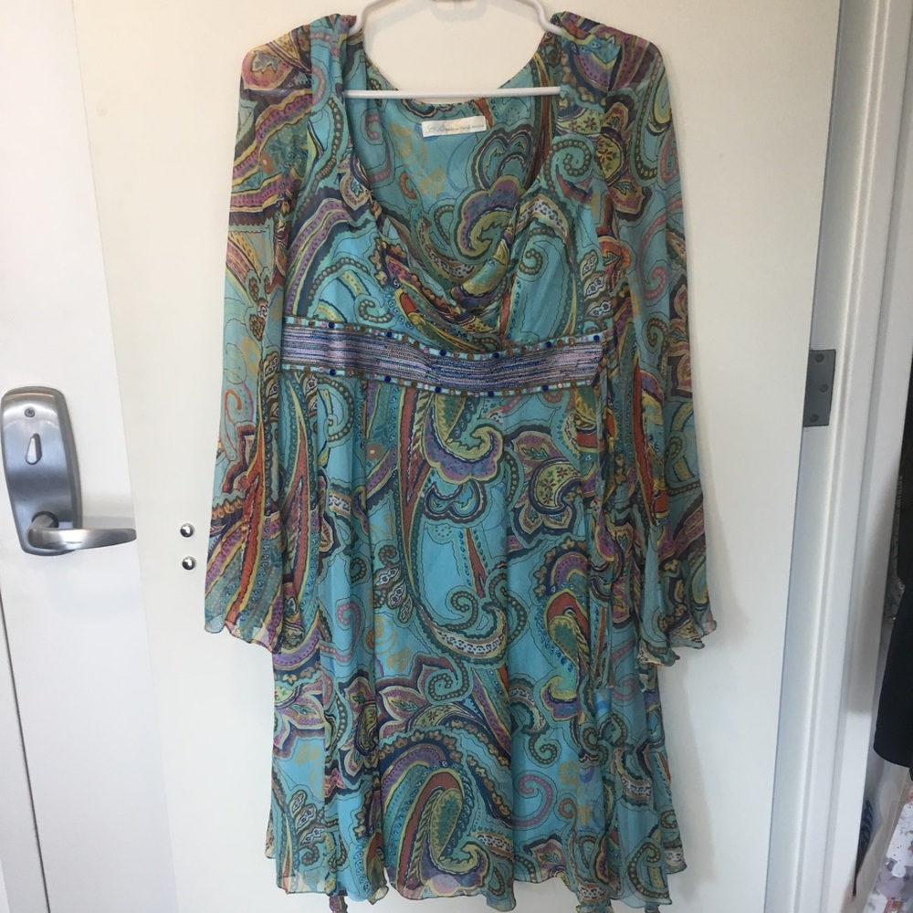 Multi color paisley print dress