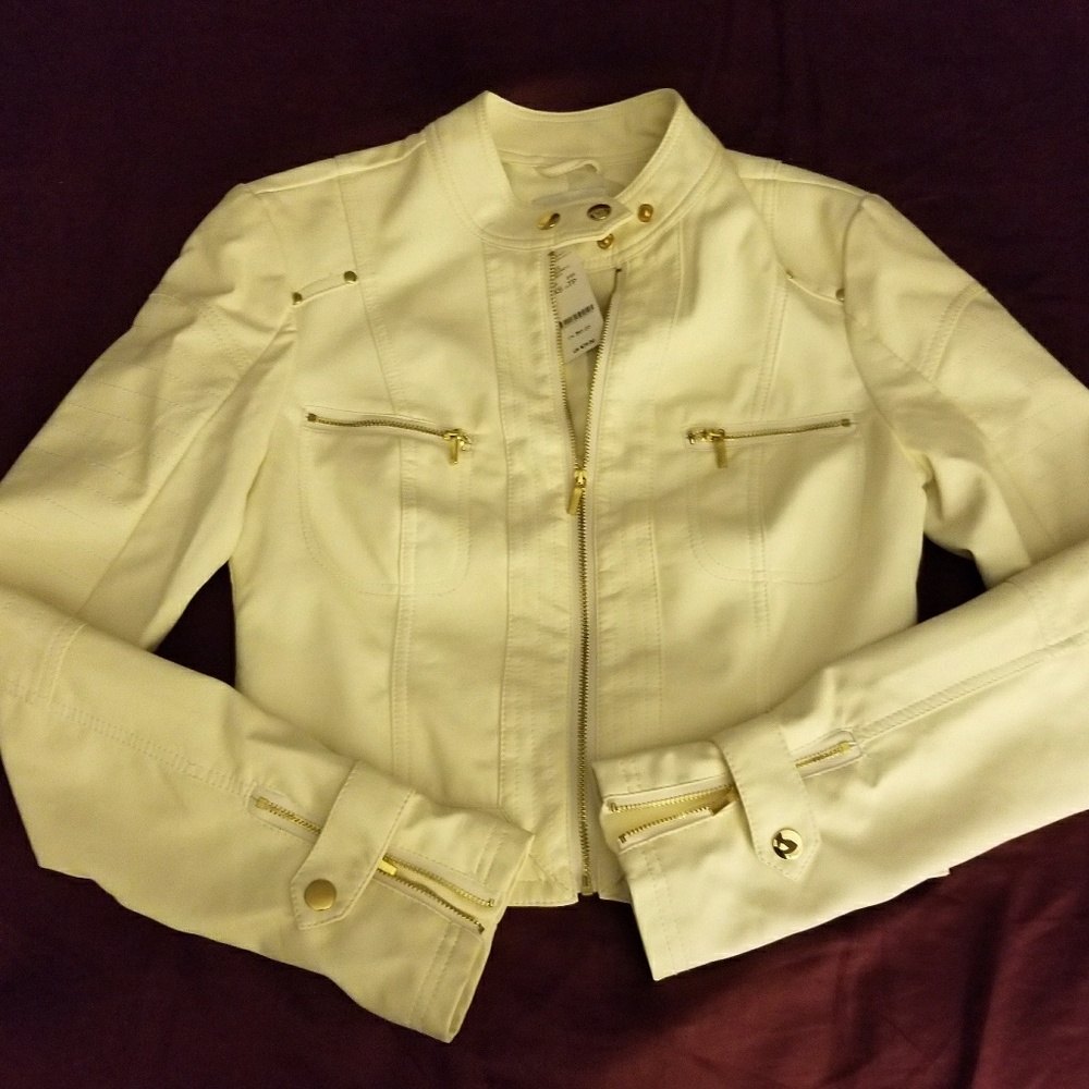 bebe white moto jacket