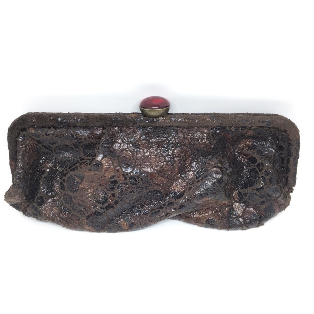 Soft slouchy vegan snakeskin-look clutch purse