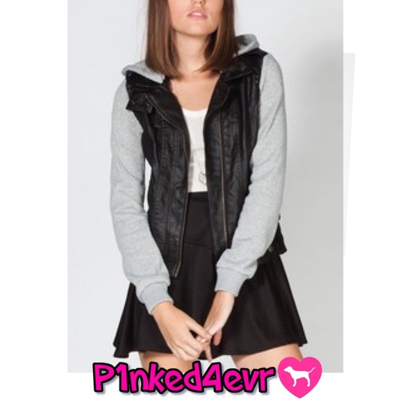 Boy Meets Girl Jackets & Coats Boy Meets Girl Faux Leatherjersey Bomber Jacket Poshmark