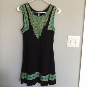 Black Printed Free People Mini Dress