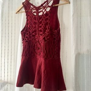 Free People Peplum Tank w/ Macrame Back - S