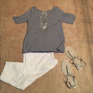 Fun Navy Blue and white stripped top