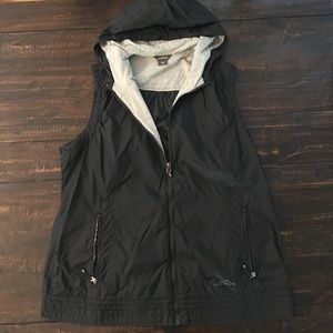 Eddie Bauer Knit Black Vest w/ Hood