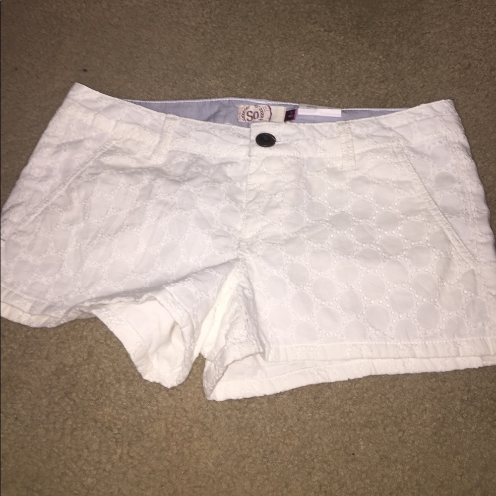 White shorts with tags