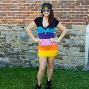 Wool Rainbow Stripe Dress