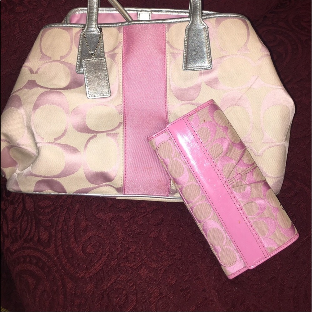 Pink COACH purse and wallet