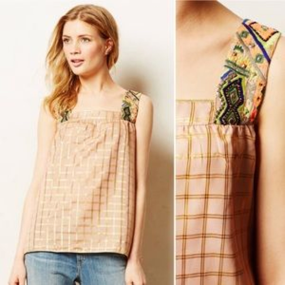 Pink Embroidered Tank Top