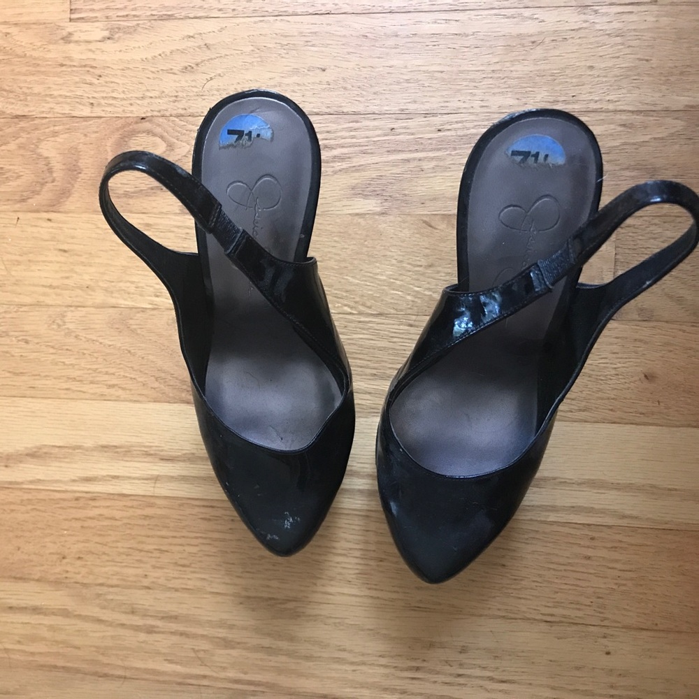 Black stiletto platforms
