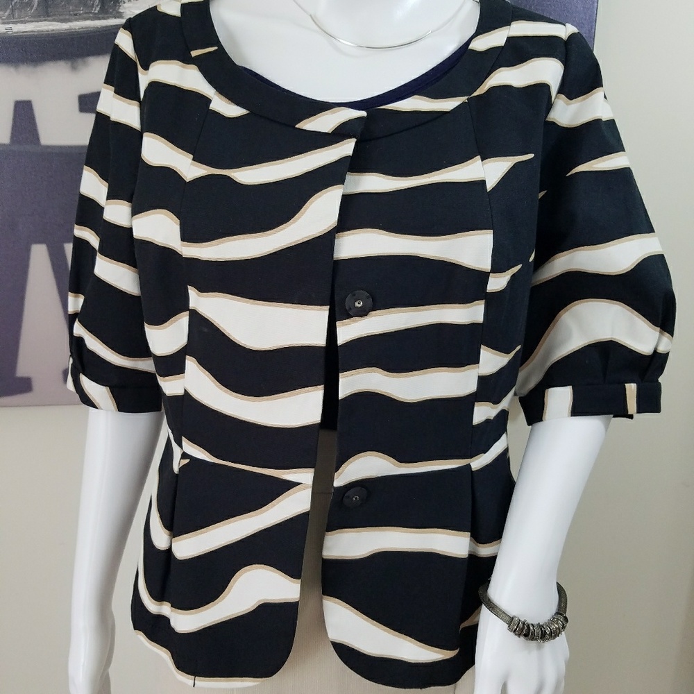 Kenneth Cole Animal Print Short Sleeve Blazer 10