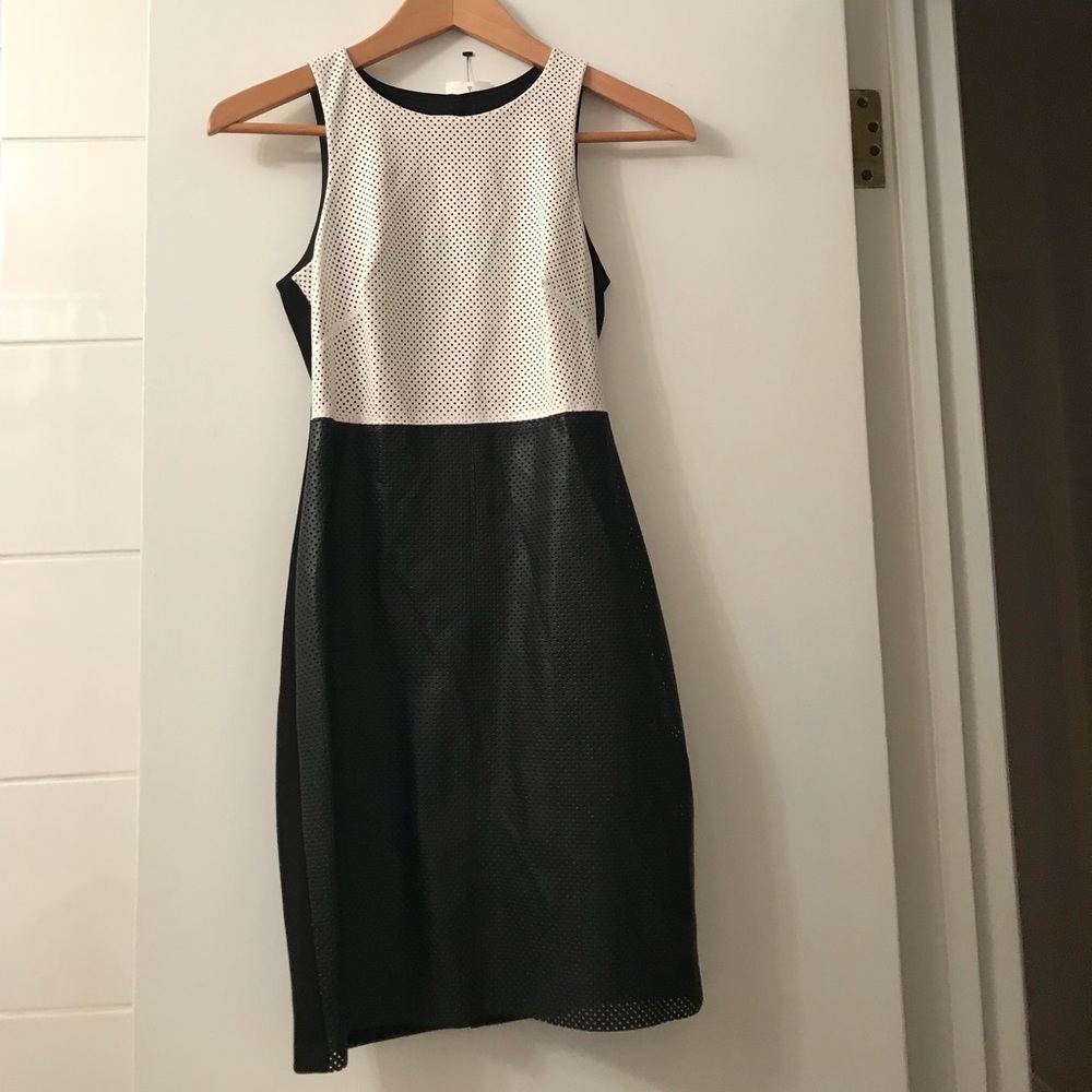 Black and white faux leather dress