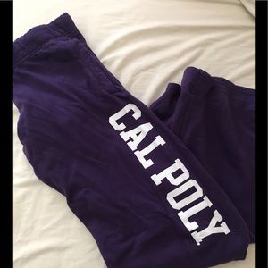 Cal Poly wide leg purple sweats.